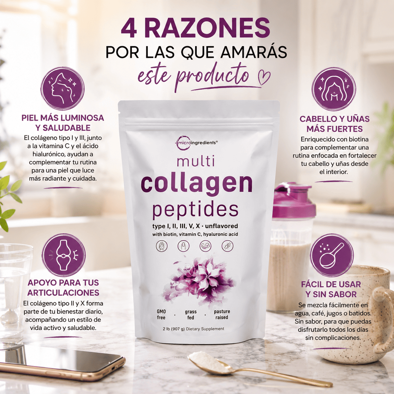 MultiCollagen™ - Tu Juventud diaria - Con Biotina y Acido Hialuronico