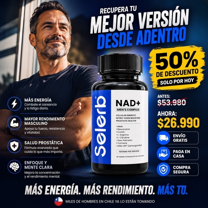 Recupera tu energía, rendimiento y vitalidad cada día - Selerb Mens NAD+