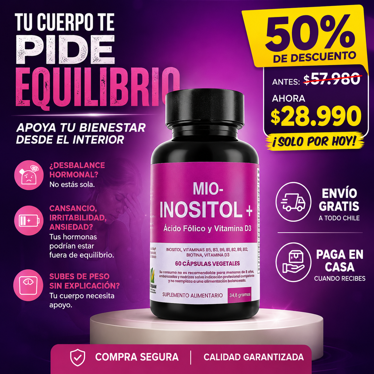 Dile adiós al cansancio y al desorden hormonal con Inositol