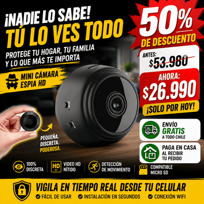 SpyCam Pro™ -Cámara Oculta WiFi Full HD con Audio y Visión Nocturna