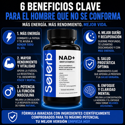 Recupera tu energía, rendimiento y vitalidad cada día - Selerb Mens NAD+