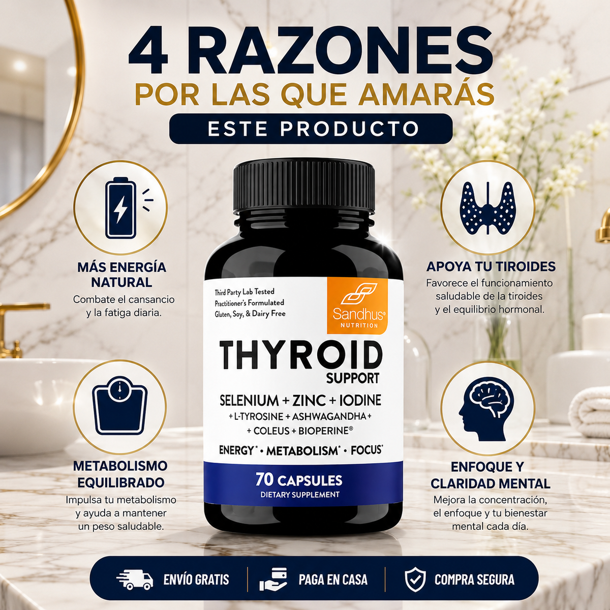 Soporte Tiroideo para Energía y equilibrio metabolico - Thyroid 70 caps