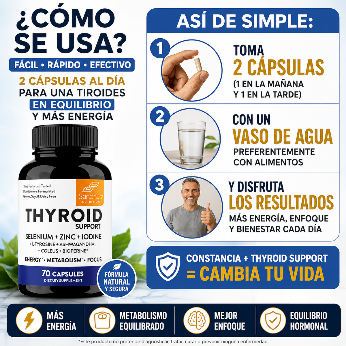 Soporte Tiroideo para Energía y equilibrio metabolico - Thyroid 70 caps