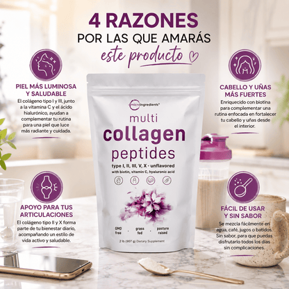 MultiCollagen™ - Tu Juventud diaria - Con Biotina y Acido Hialuronico