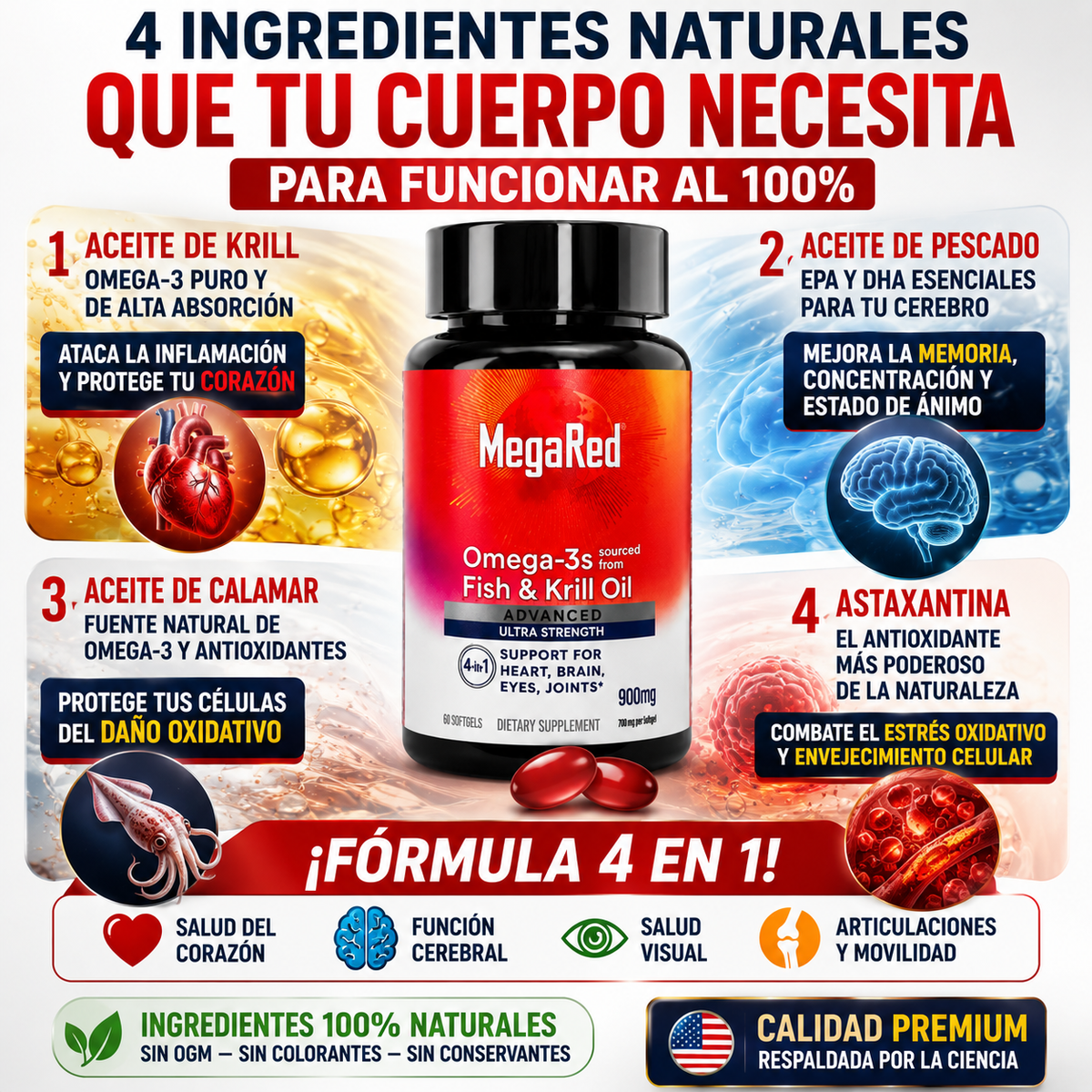 MegaRed  - Corazón, cerebro, visión y movilidad en una sola fórmula
