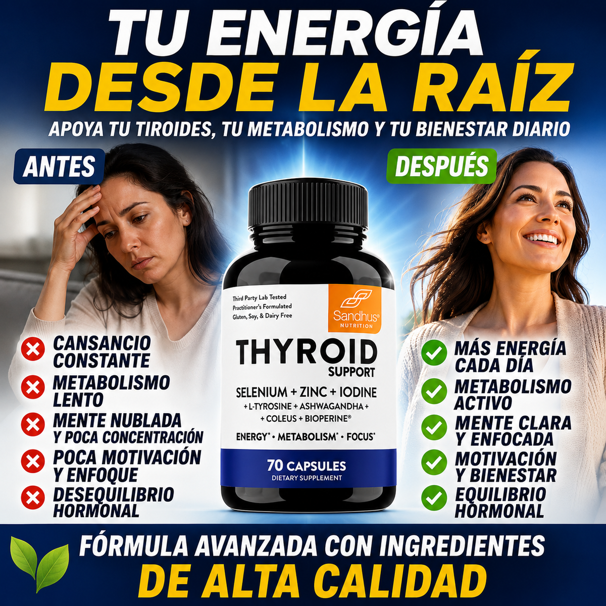 Soporte Tiroideo para Energía y equilibrio metabolico - Thyroid 70 caps