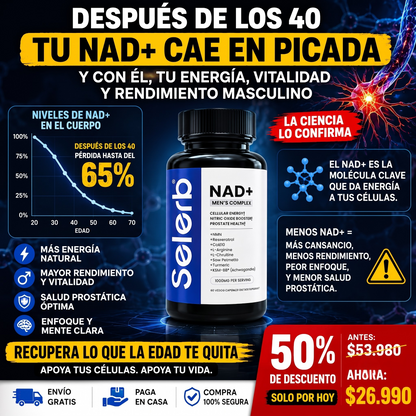 Recupera tu energía, rendimiento y vitalidad cada día - Selerb Mens NAD+
