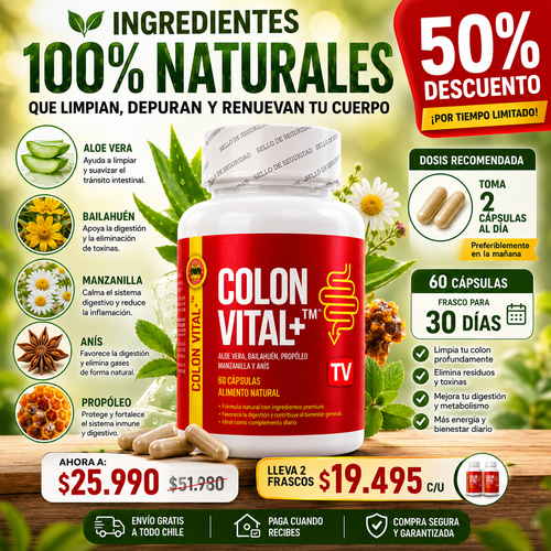 Colon Vital+™ - Bienestar digestivo natural para sentirte más liviano y equilibrado cada día